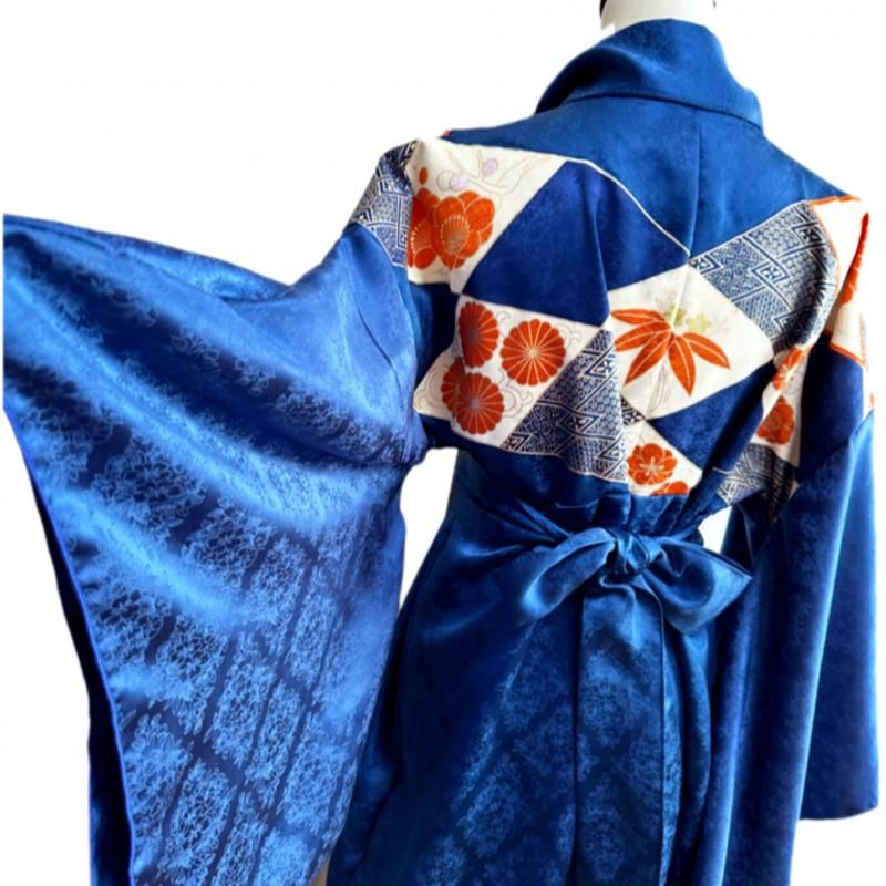 即納】超ロング 高級！可憐！ 振袖 着物リメイク ドレス 和柄