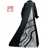 振袖　着物リメイク　ドレス　和柄　ワンピース　亜麻色×菊や牡丹　ハンドメイド 和柄 振袖着物リメイク ワンピースドレス 亜麻色×くすみ銀鼠に