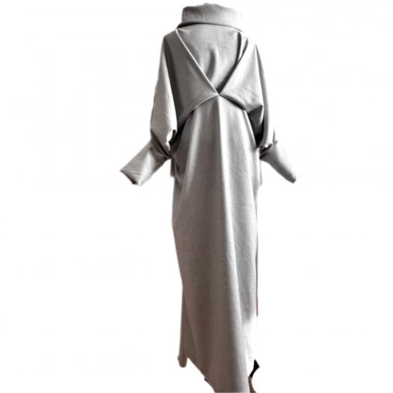 即納】秋冬 超ロング スッキリ見え 着物リメイク ドレープドルマン