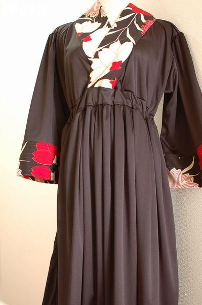 和柄 レディース服 着物襟風カシュクールワンピース 鼓笛衣装に 手作り子供服の通販店 神の手