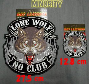 LONE WOLF刺繍ワッペン Ver.2（パッチ）　大小2種 - MINORITY - 狼（WOLF/ウルフ/オオカミ)グッズショップ エリア