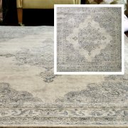 高級 絨毯 輸入品 カーペット ラグ/ベルギー/ウィルトン織/アウラ/240×240/アイボリー
