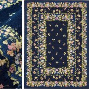 高級 絨毯 輸入品 カーペット ラグ/ベルギー/ゴブラン織/メルカド/50×80/ネイビー