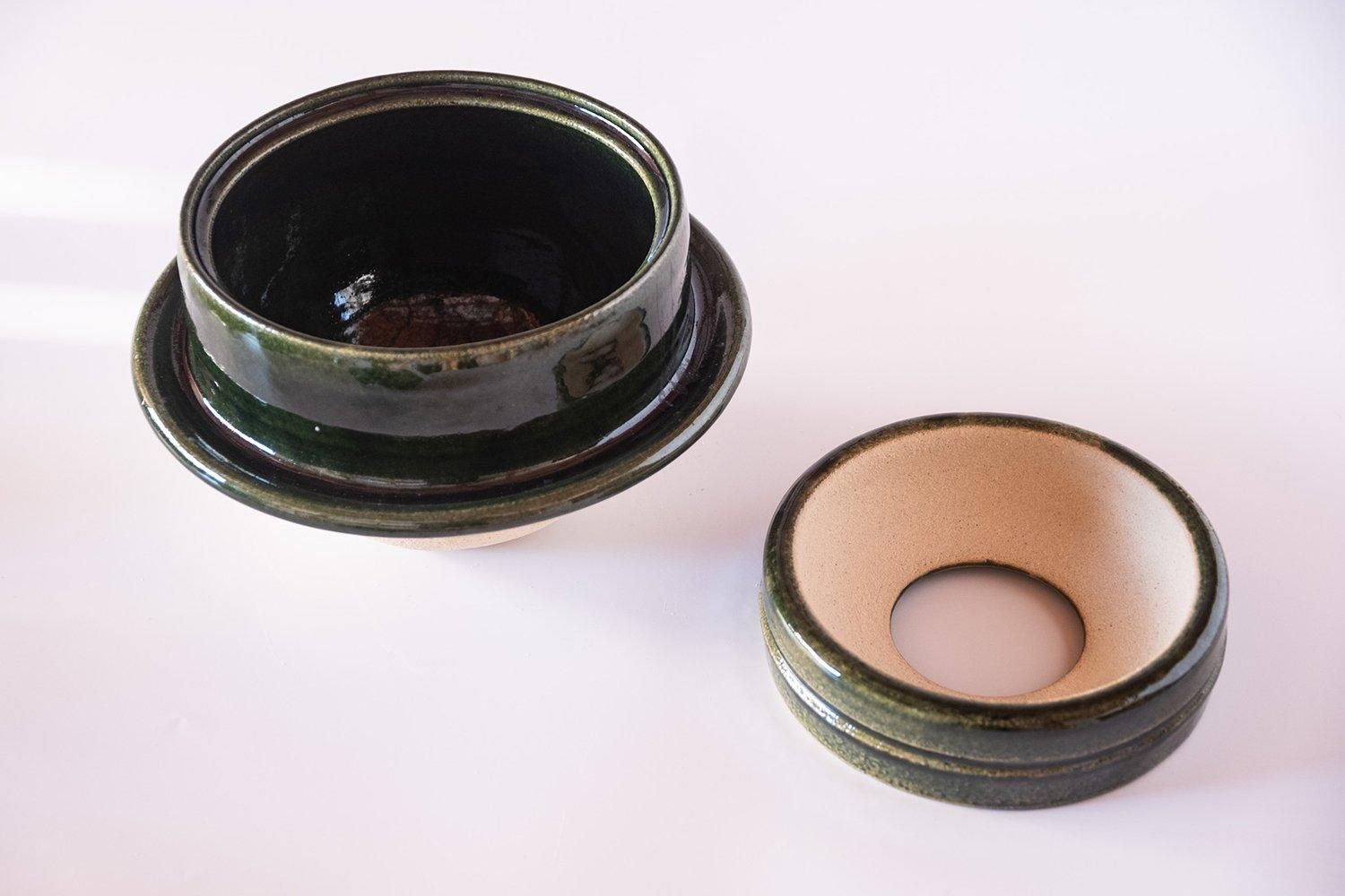 織部羽釜（共蓋重石付）（3合） - 土楽 | 伊賀の里の土楽窯