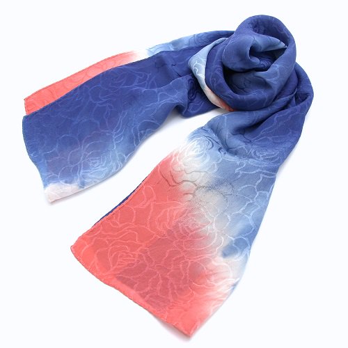 藍染絹スカーフ（あかね染）【長尾織布】