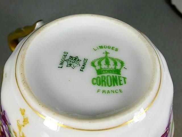 リモージュ カップ＆ソーサー すみれ金 手彩 - SMT ART Antique