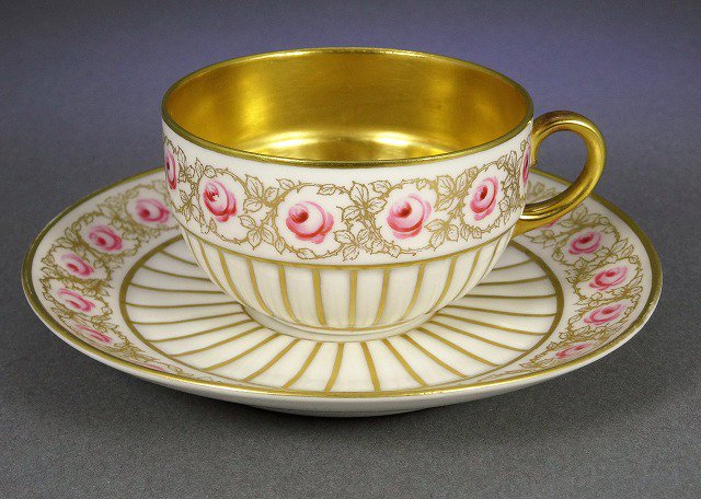 ハインリッヒ 　デミタスカップ＆ソーサー　金ピンク薔薇 - SMT ART Antique Tableware Collection