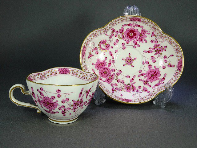 マイセン　　カップ＆ソーサー　　インドの華ピンク - SMT ART Antique Tableware Collection