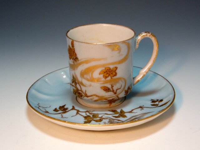 リモージュ デミタスカップ＆ソーサー 金彩･水色地 - SMT ART Antique Tableware Collection