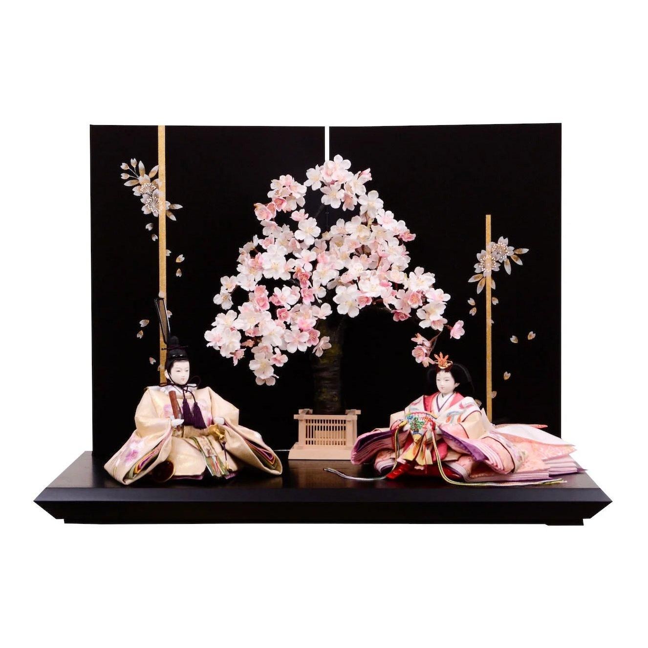 コンパクト親王飾り　純桜 雛人形 大三五 親王飾り 見返り桜