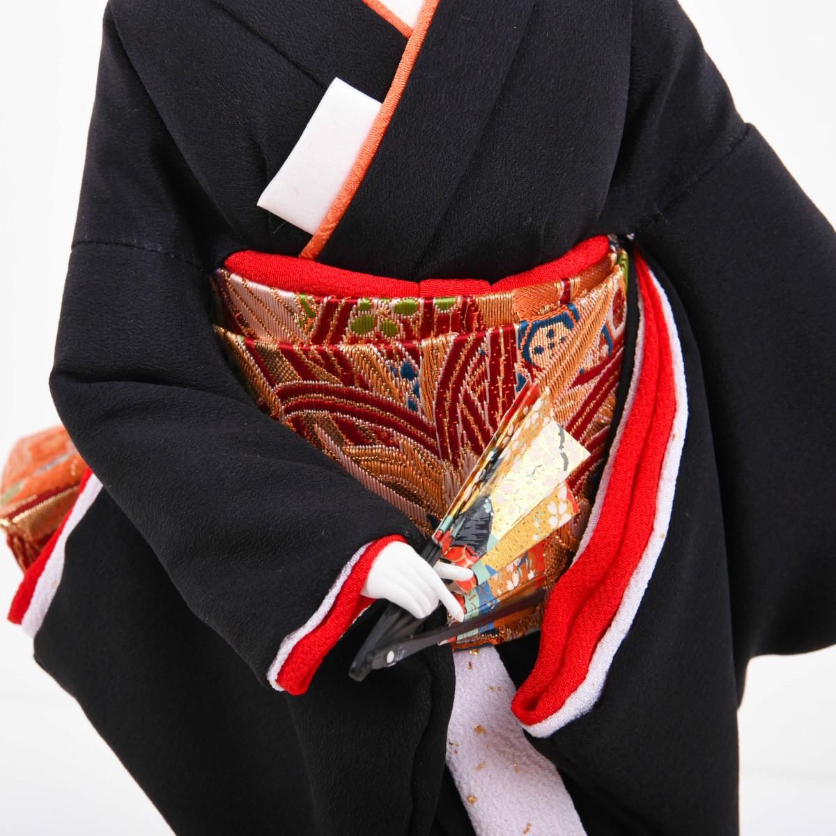 尾山人形 黒 桐塑頭(本練頭) 荻野和風作 展示品 - 雛人形・五月