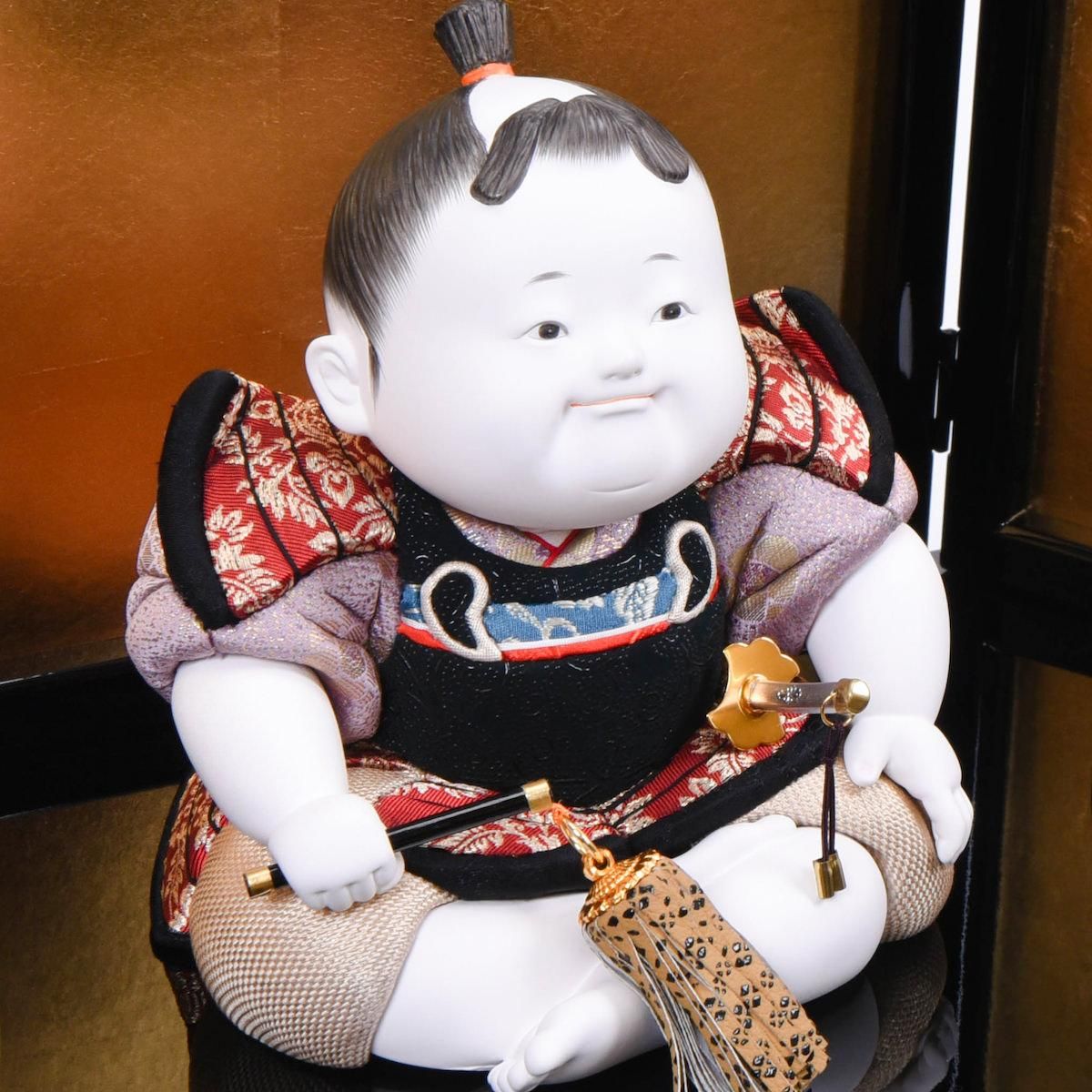 木目込み 子供大将飾り 童大将「司(つかさ)」 金屏屏風