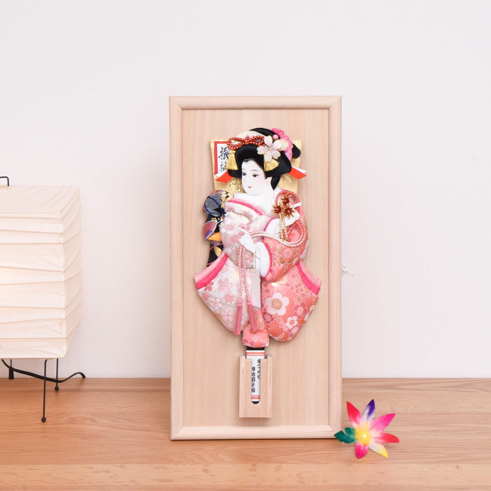 13号 桜金襴 壁掛け額入り羽子板 シブカワ(壁掛け 羽子板 コンパクト