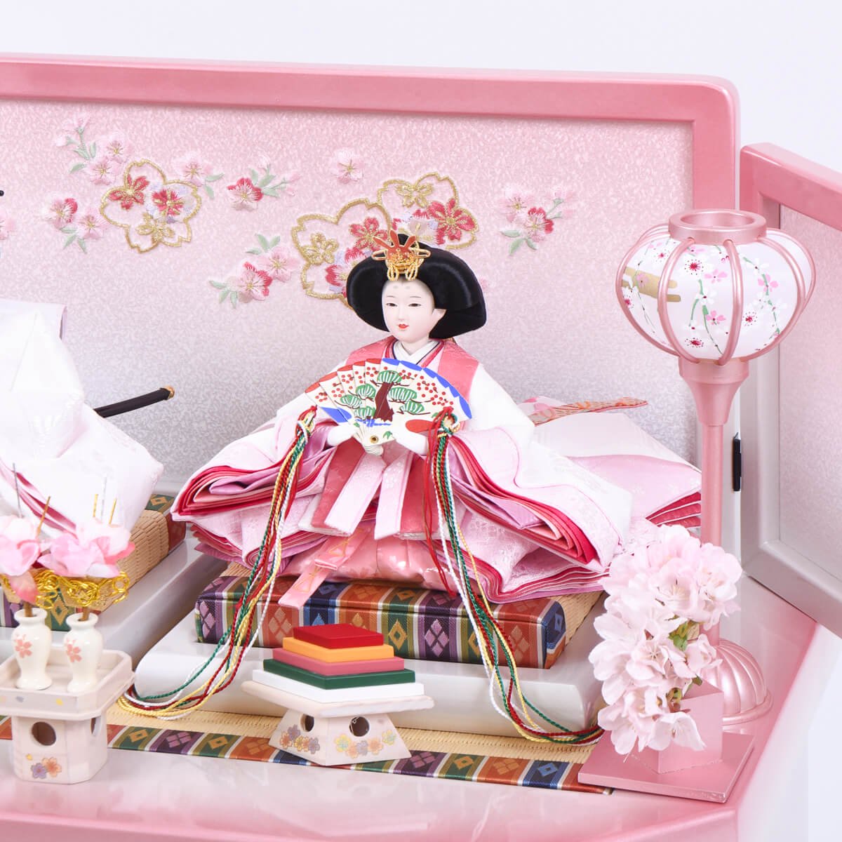 雛人形 雪の輪桜 芥子 ピンク収納台