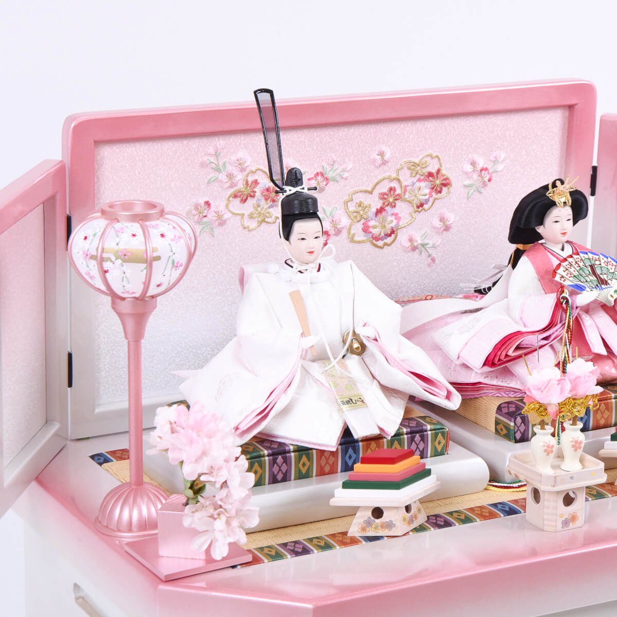 雛人形 雪の輪桜 三五 ピンク収納台