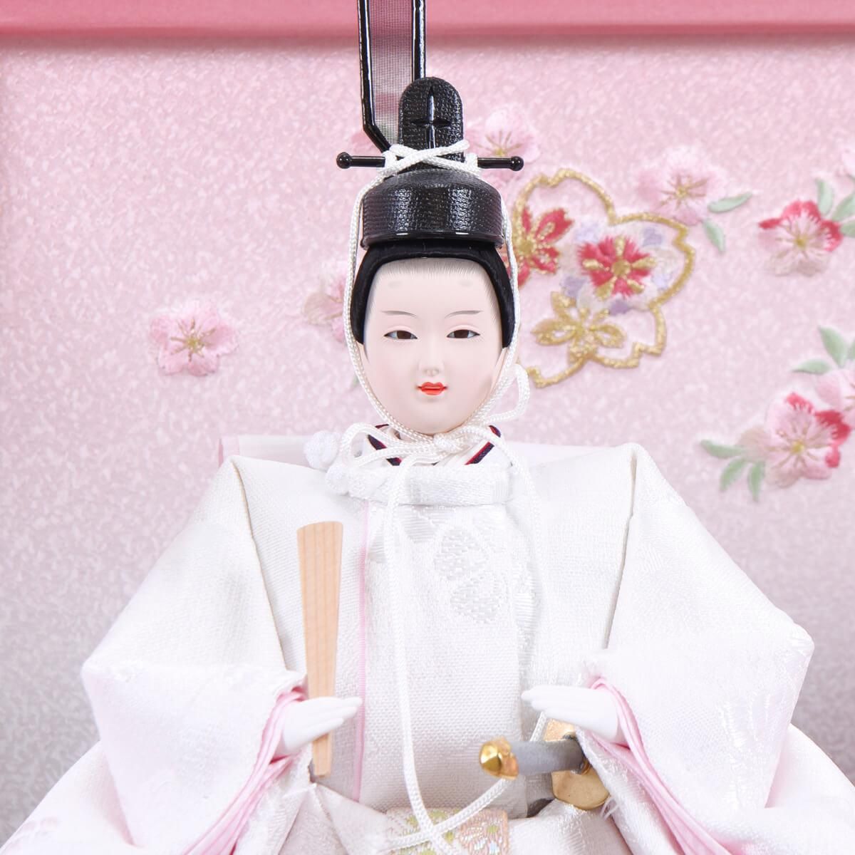 雛人形 道具 3段用 飾台幅90ｃｍ 木製30号六品揃道具 溜塗雪牡丹桜 雛人形 雪の輪桜 三五 ピンク収納台