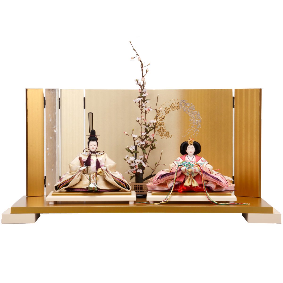 ひな人形 単品お飾り台屏風セット ハードサテン - 雛人形・五月人形 