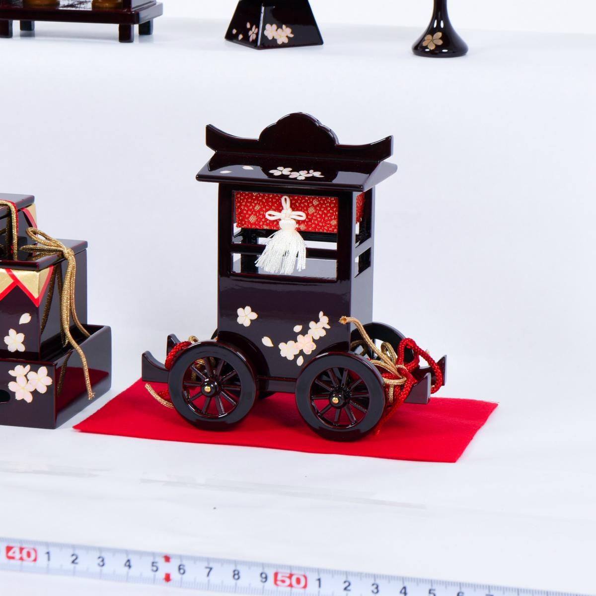 雛人形 小道具単品 お道具セット 雪輪桜 溜塗り 25号 - 雛人形・五月