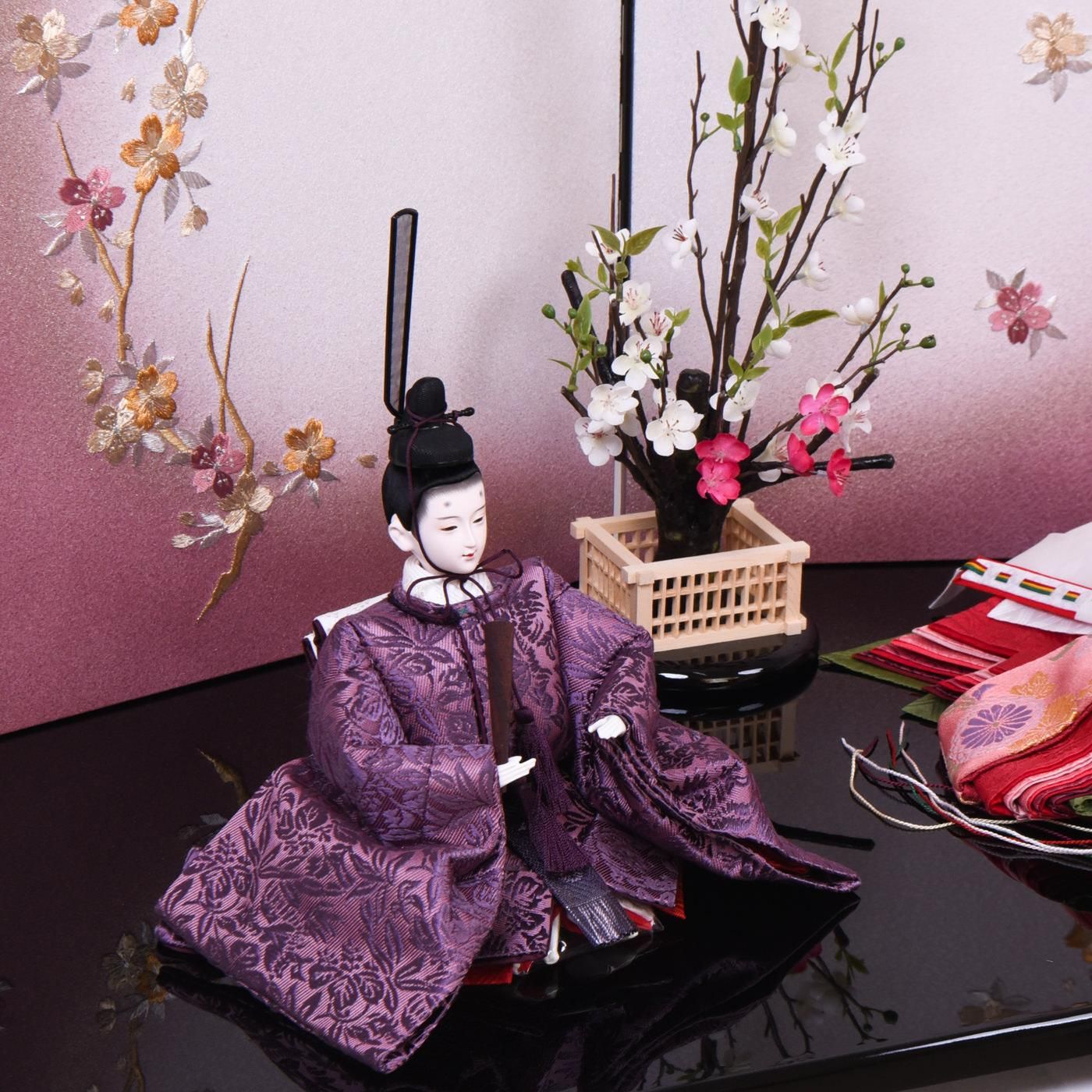 E9 H227 紫の素敵な衣裳　十番親王のみ　ひな人形　雛人形　親王飾り E9 H227 紫の素敵な衣裳 十番親王のみ ひな人形 雛人形 親王飾り