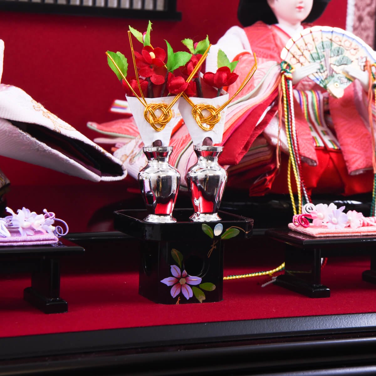 雛人形 三五 親王飾り 桜刺繍 本格 ガラスケース