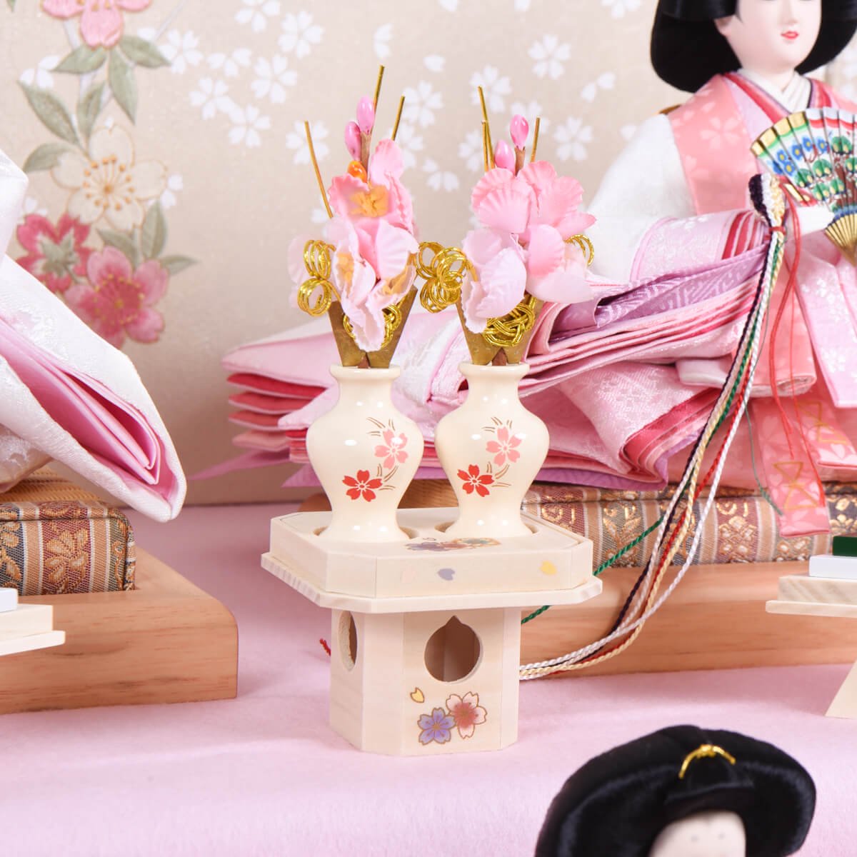 雛人形 三五 ピンク三段 桐収納台セット