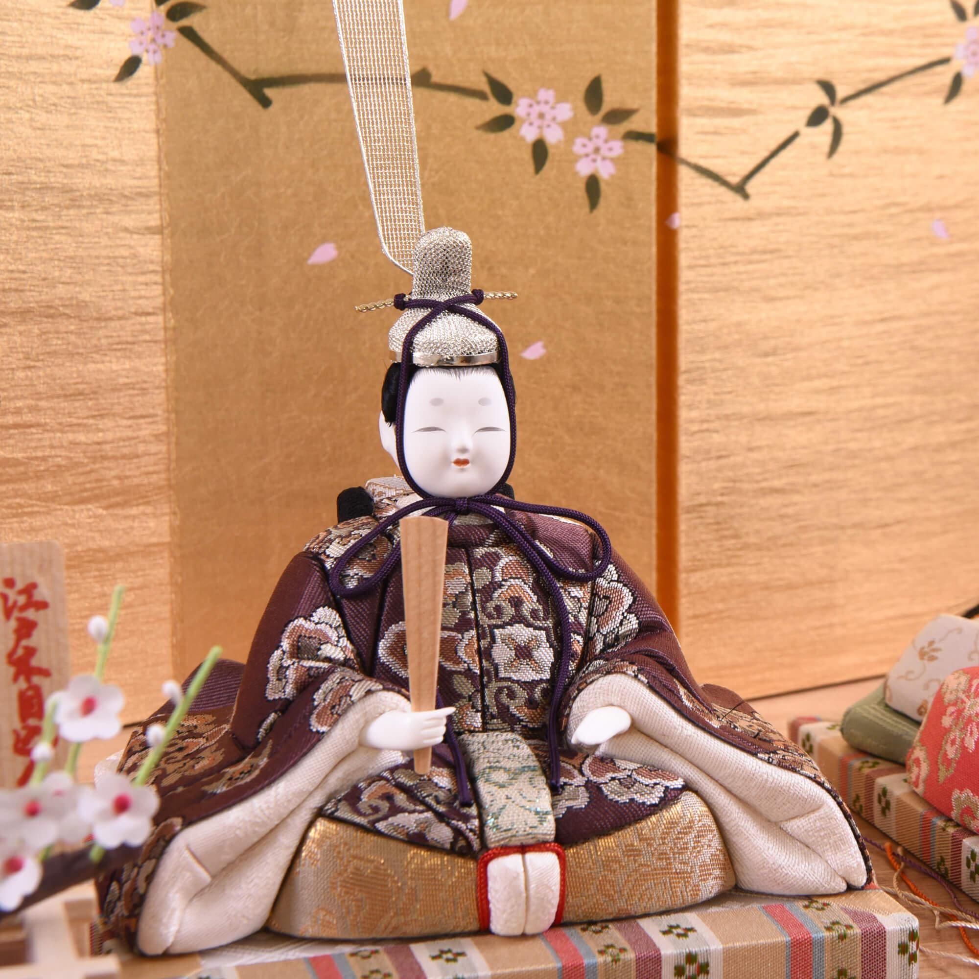 木目込人形 一秀 桃山雛正倉院名物裂正絹 収納台