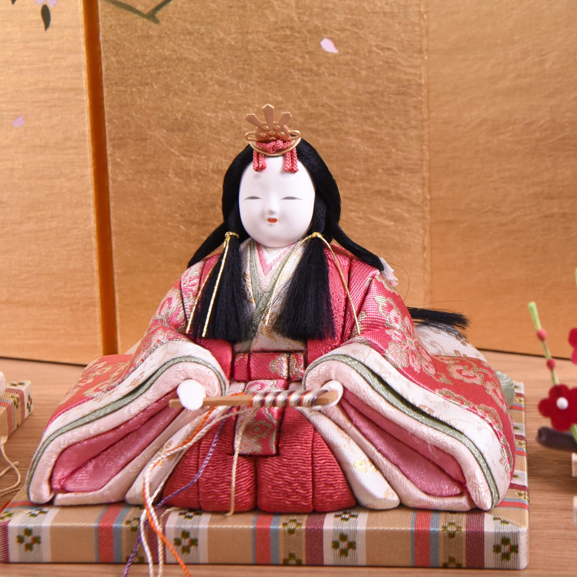 木目込人形 一秀 桃山雛正倉院名物裂正絹 収納台