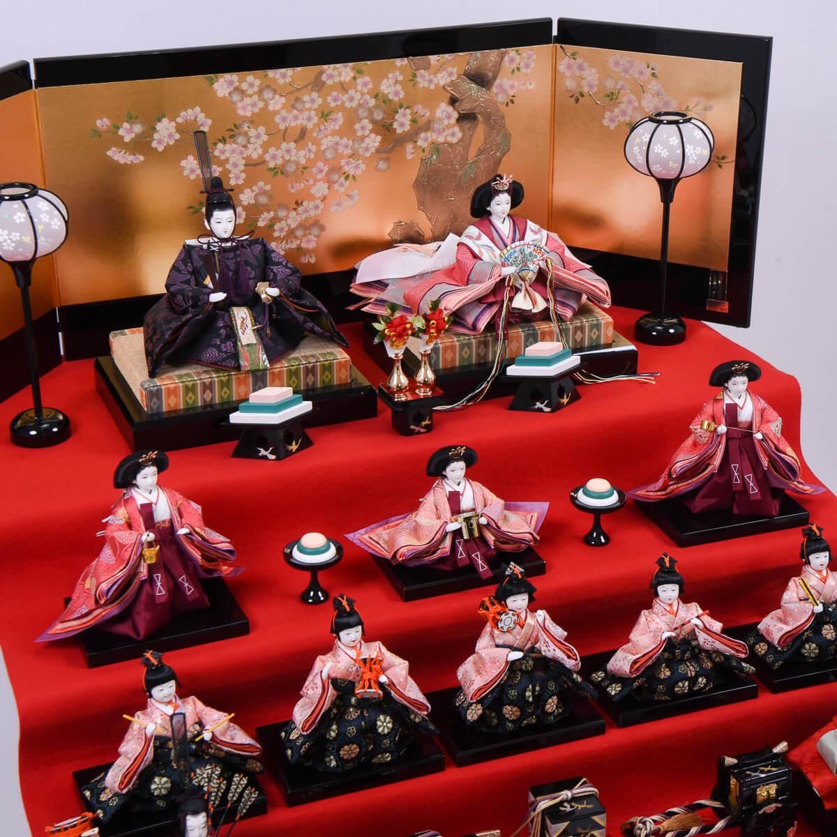 ⭐豪華西陣織 親王飾り 京人形師による着付けの有職雛⭐送料無料 雛人形 大三五親王 有職正絹 15人飾り 五段飾り