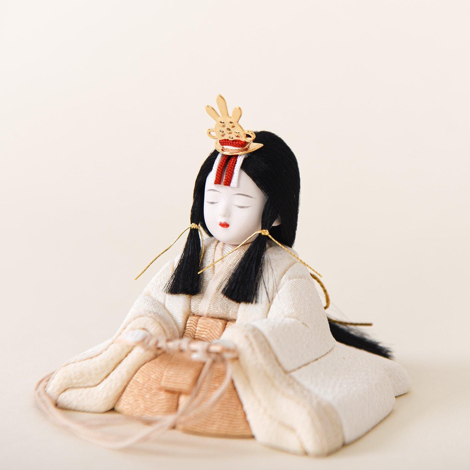 木目ひな人形 木村秀櫻　木目込人形 新作 木村一秀作 桃山雛 唐花 桜 共柄 月 -tsuki- 大川組子(伝統