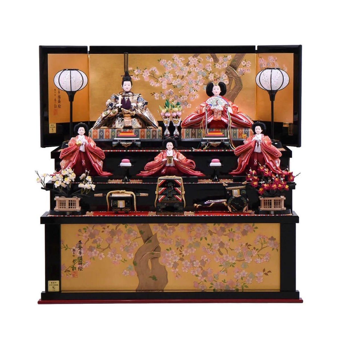 お値下げしました。本仕立て3段五人雛飾り お値下げしました。本仕立て3段五人雛飾り