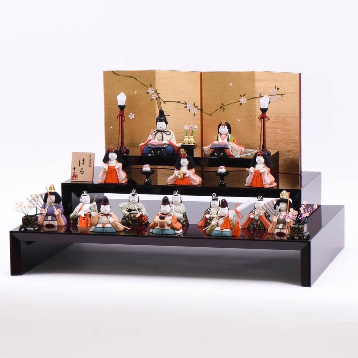 幸一光 うらら 雛人形 15体セット ひな祭り ひいな十五人朱塗り四段出飾り | 15人飾り | ひな人形、五月人形