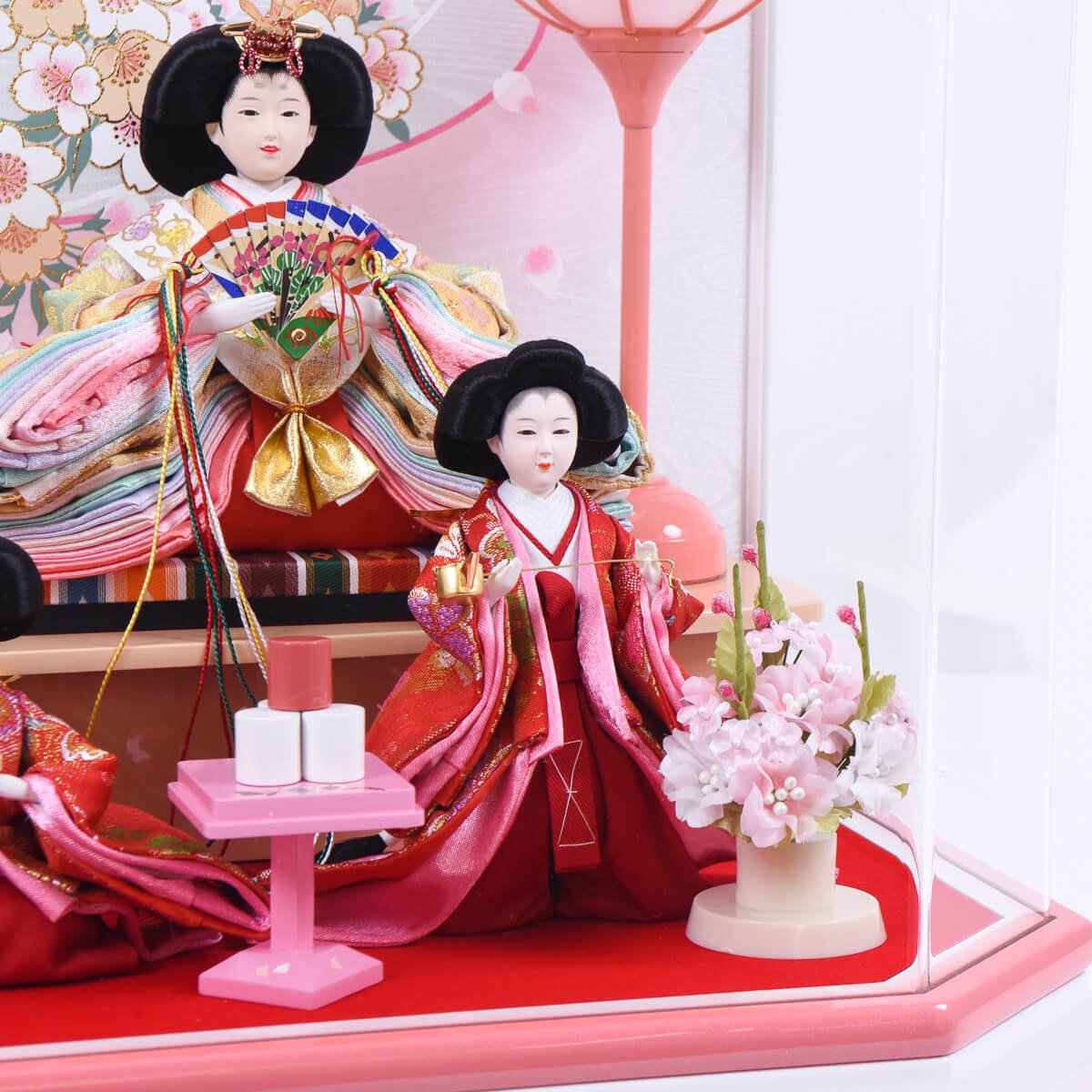 ひな人形 アクリルケース ホワイトピンク 五人飾り - 雛人形・五月人形