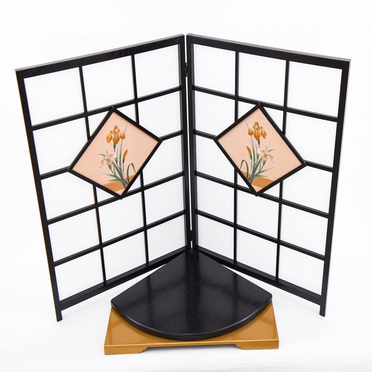 ひな人形 単品屏風 ふすま式しょうぶ23（台付）【店頭展示品