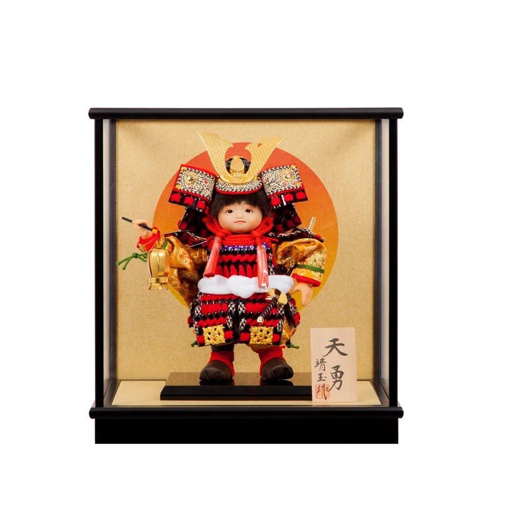紫峰作 鎧着武者人形 子供大将飾 五月人形 12号 彫金仕上箱付