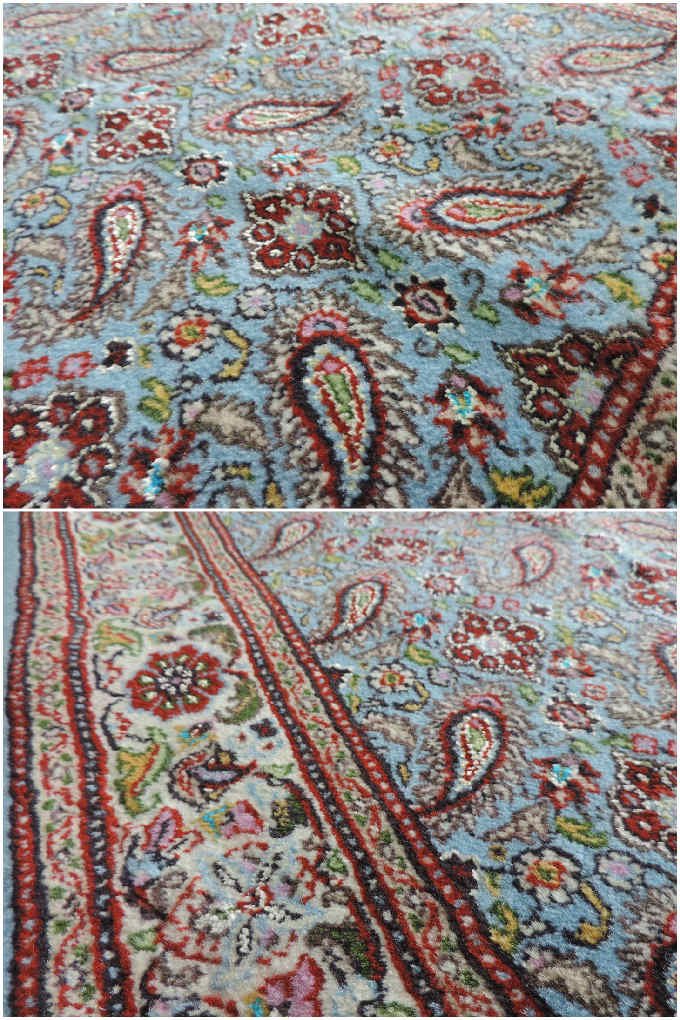 ペルシャ絨毯ウール＆シルク手織りビールジャンド 玄関マット117×79cm 