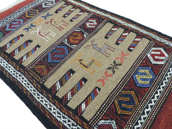 インドキリム ウール 手織り 155×87cm手織り - ラグ