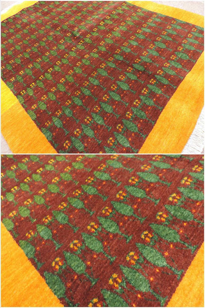 細かな密度の高級ギャッベ ギャベ 手織り ウール ギャッベの本場 イラン シラーズ産 ラグサイズ 191cm×147cm カーペット 絨毯