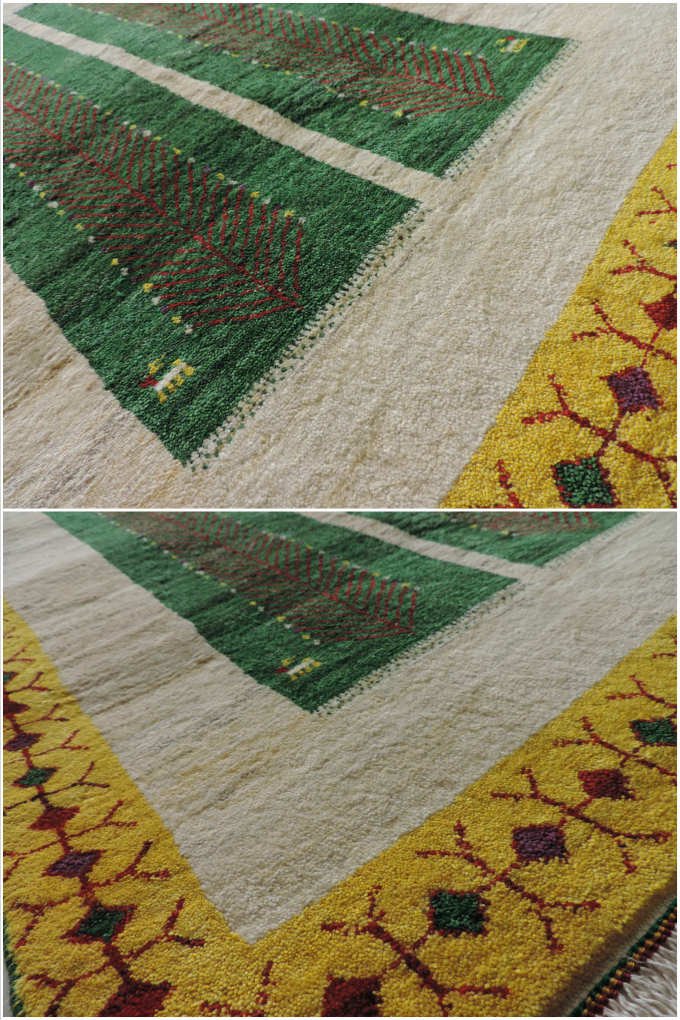 細かな密度の高級ギャッベ ギャベ 手織り ウール ギャッベの本場 イラン シラーズ産 ラグサイズ 122cm×83cm カーペット 絨毯