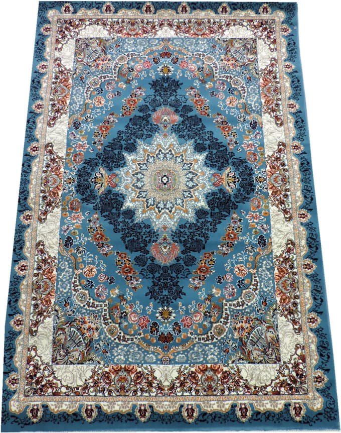 ペルシャ絨毯本物保証手織り、非常に綺麗な青色