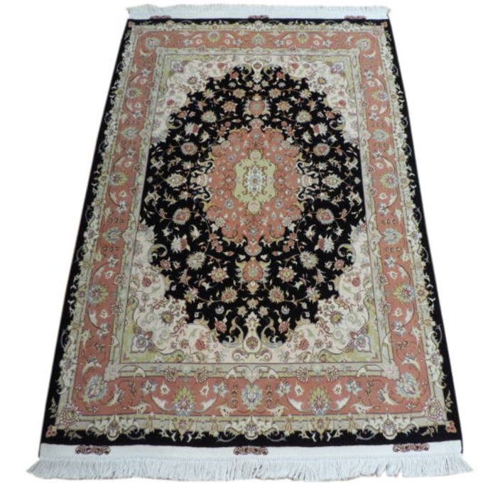 ペルシャ絨毯 カーペット ラグ ウール&シルク 手織り 高級 ペルシャ ...