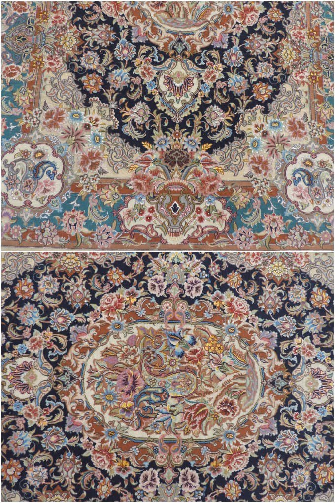 ペルシャ絨毯 カーペット ラグ ウール＆シルク 手織り 高級 ペルシャ 