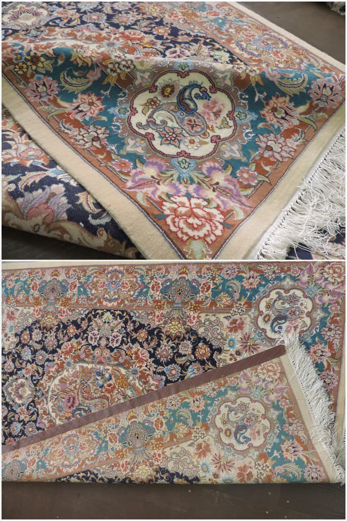 ペルシャ絨毯 カーペット ラグ ウール＆シルク 手織り 高級 ペルシャ 