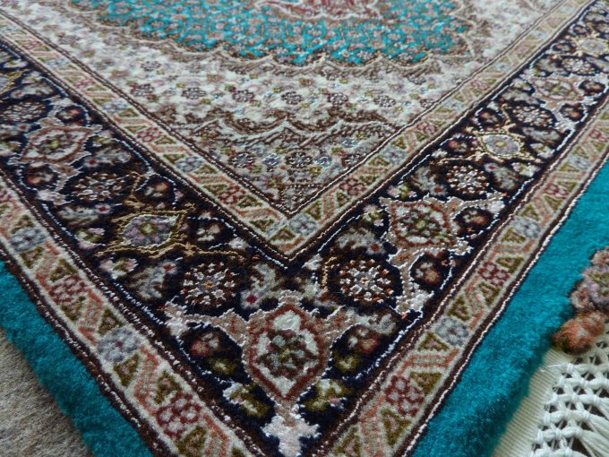 ペルシャ絨毯 カーペット ウール＆シルク 手織り高級 ペルシャ