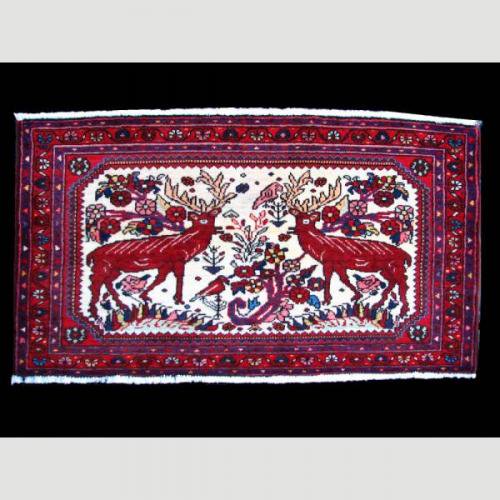 ☆ アニマル柄手織り玄関マットサイズペルシャ絨毯☆ - ペルシャ絨毯 