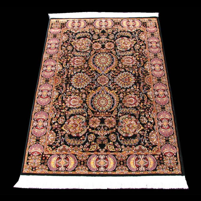 225万ノット！超高密度織 絨毯！本場 イラン産100×150cm‐200281ウィルトン織り厚さ約08cm