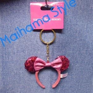キーチェーン カチューシャミニー スパンコールピンク Maihama Style キーチェーン カチューシャミニー スパンコールピンク Maihama Style