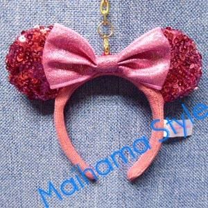キーチェーン カチューシャミニー スパンコールピンク Maihama Style キーチェーン カチューシャミニー スパンコールピンク Maihama Style
