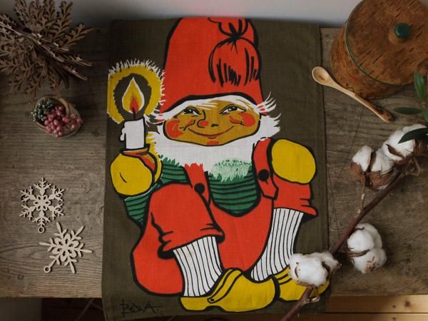 スウェーデン 北欧 クリスマス テーブルクロス ヴィンテージ 赤 スウェーデン 北欧 クリスマス テーブルクロス ヴィンテージ 赤