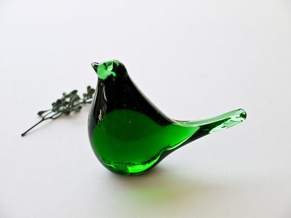 最適な材料 スウェーデンでみつけたガラスの鳥 クリア クリアグリーン 工芸品