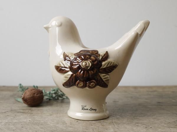 小物入れ ヨーロピアンアンティーク風 小鳥デザイン 陶器製 蓋付き